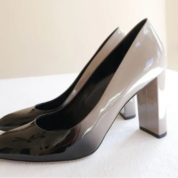 M Gemi Lustro Patent Leather Pump In Neutral Ombré Black To Tan Sz 38 - Picture 11 of 12